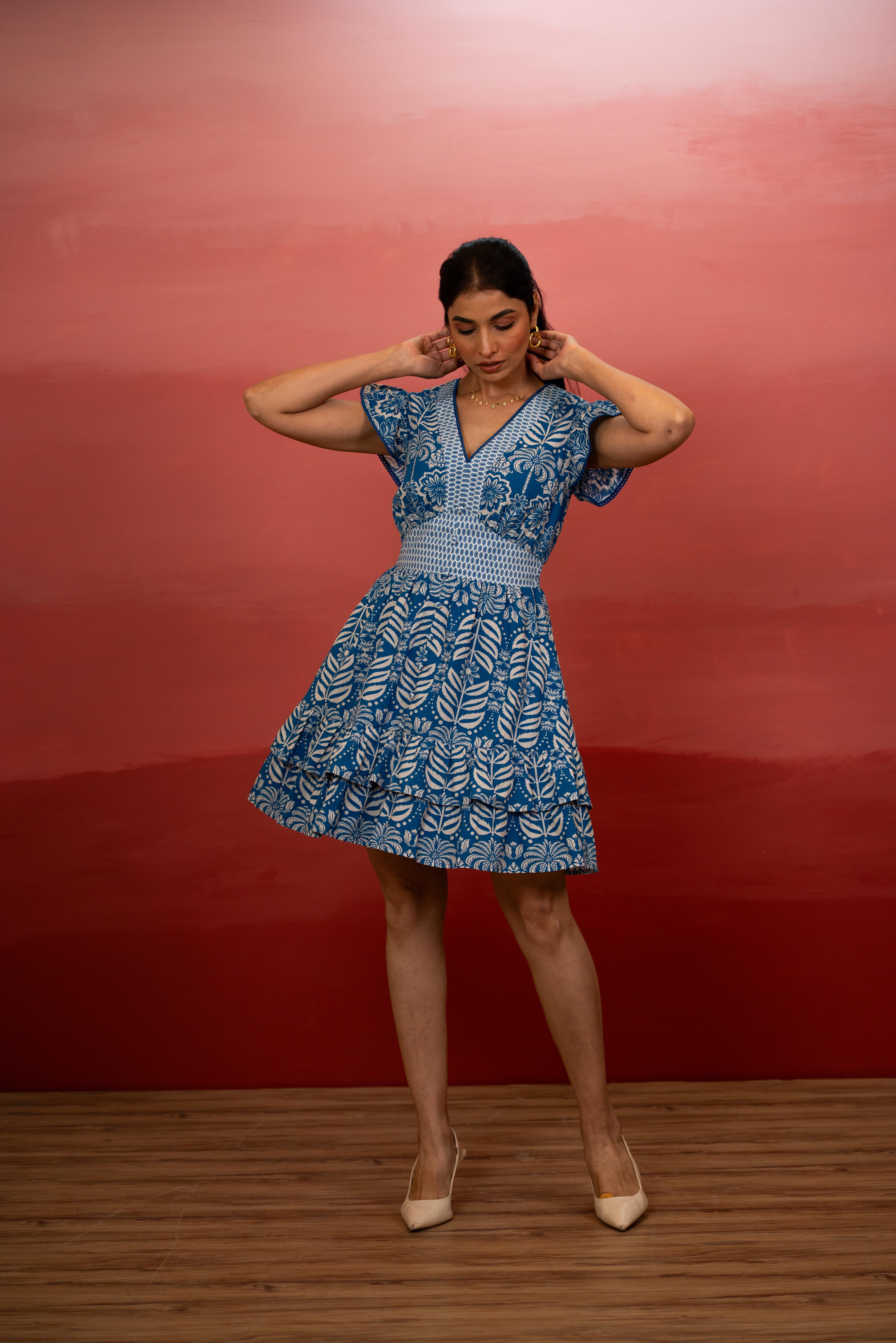 Indigo Tropic Mini Dress