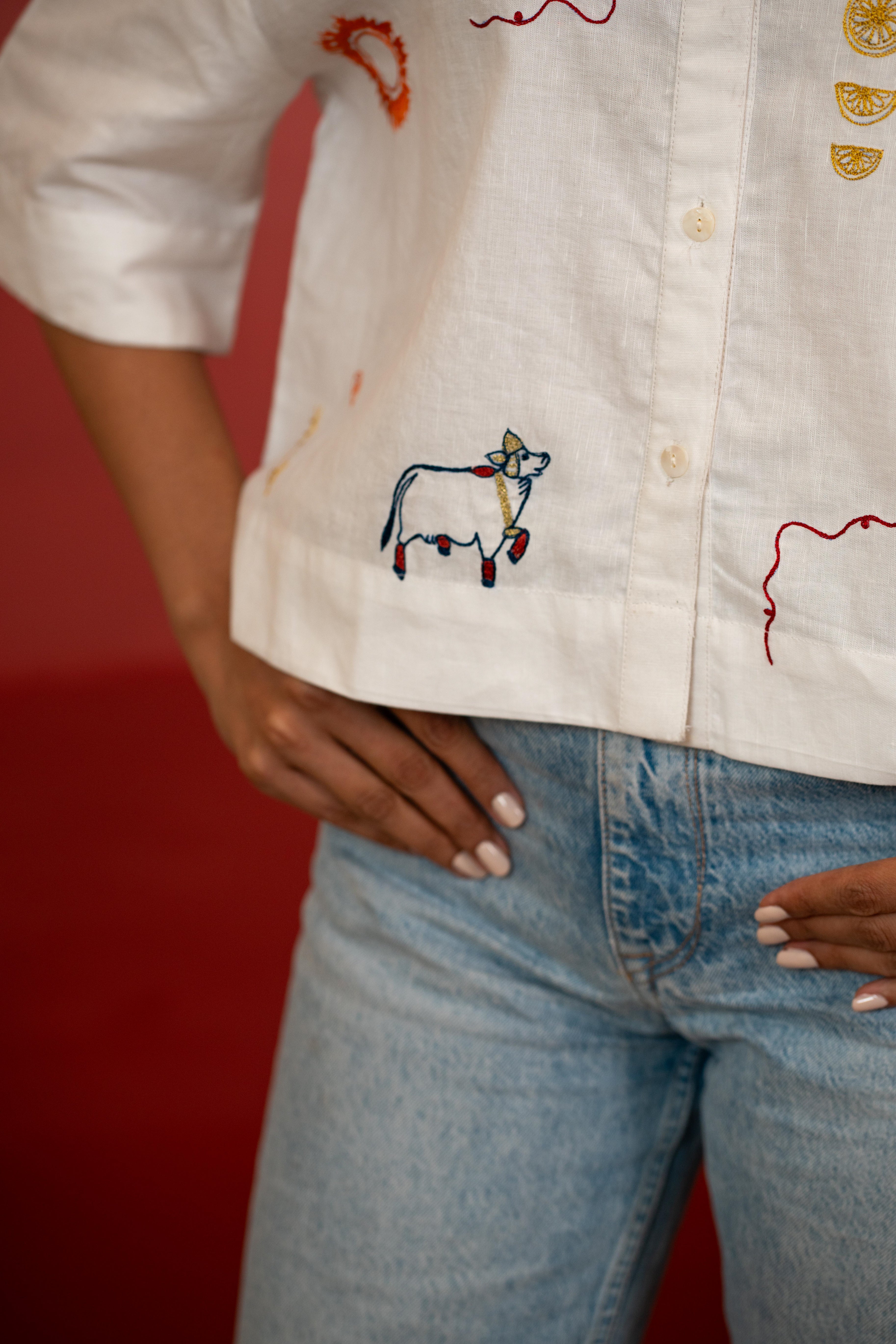 Saffron Soul Embroidered Shirt