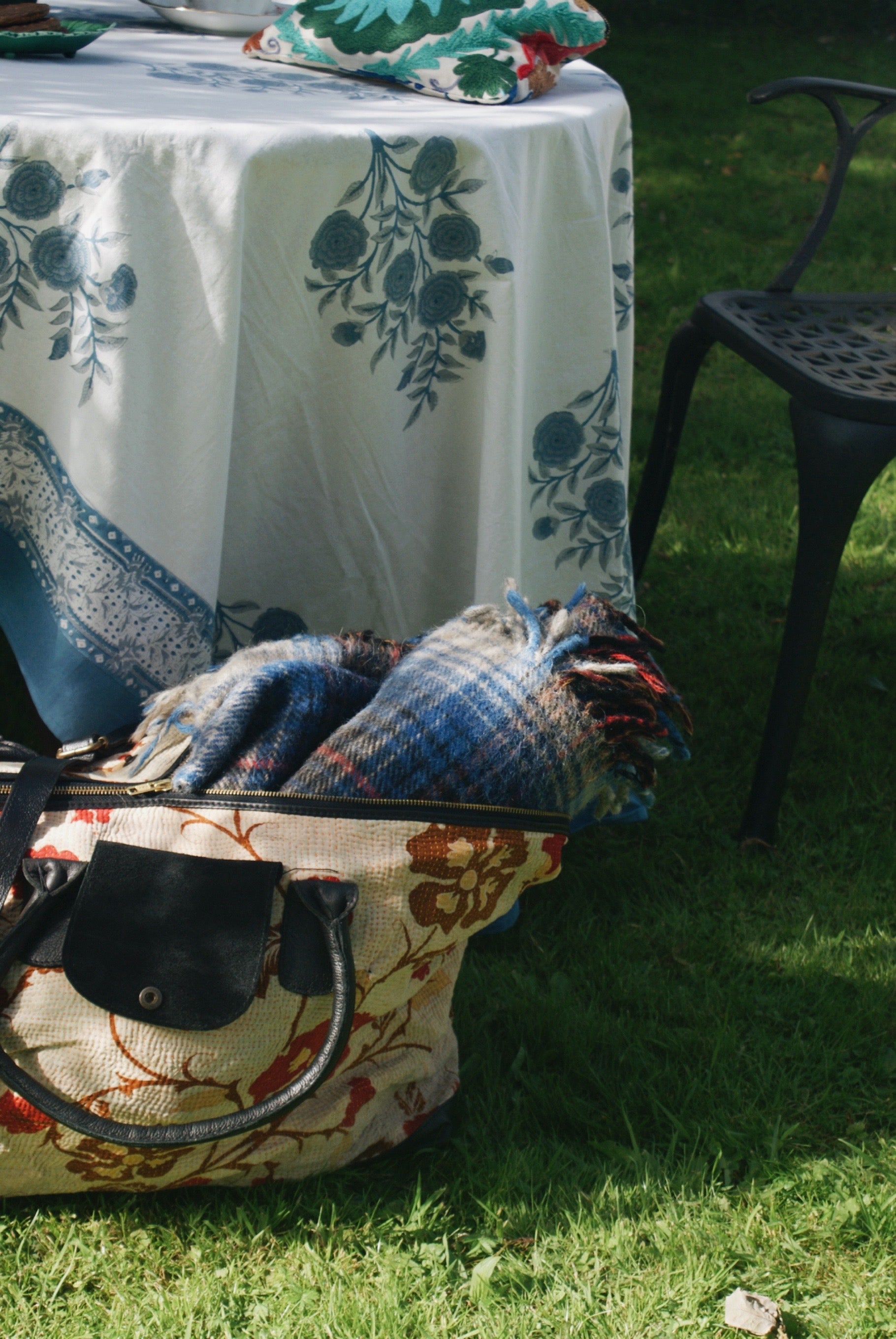 Red & Brown Kantha Weekend Bag