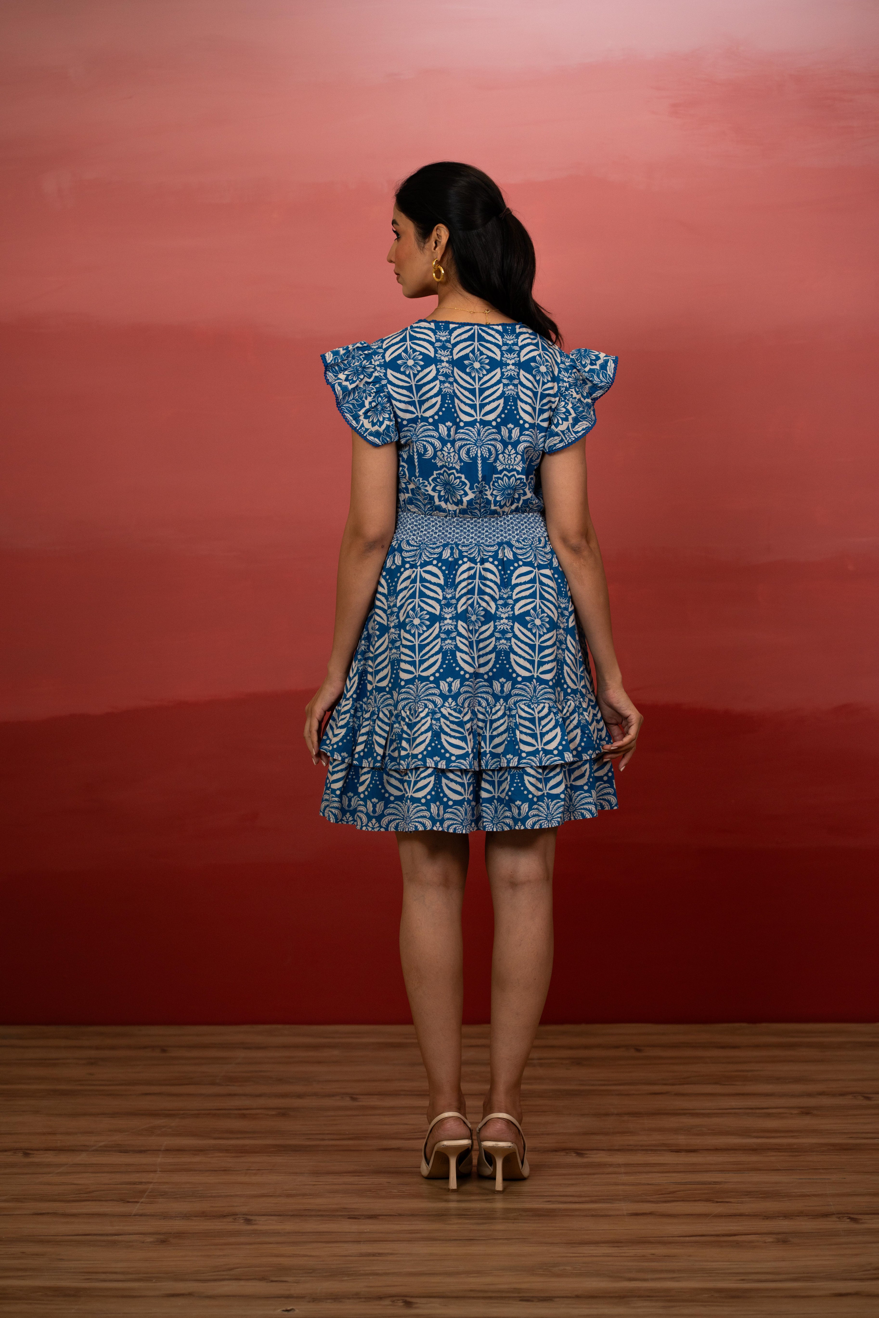 Indigo Tropic Mini Dress