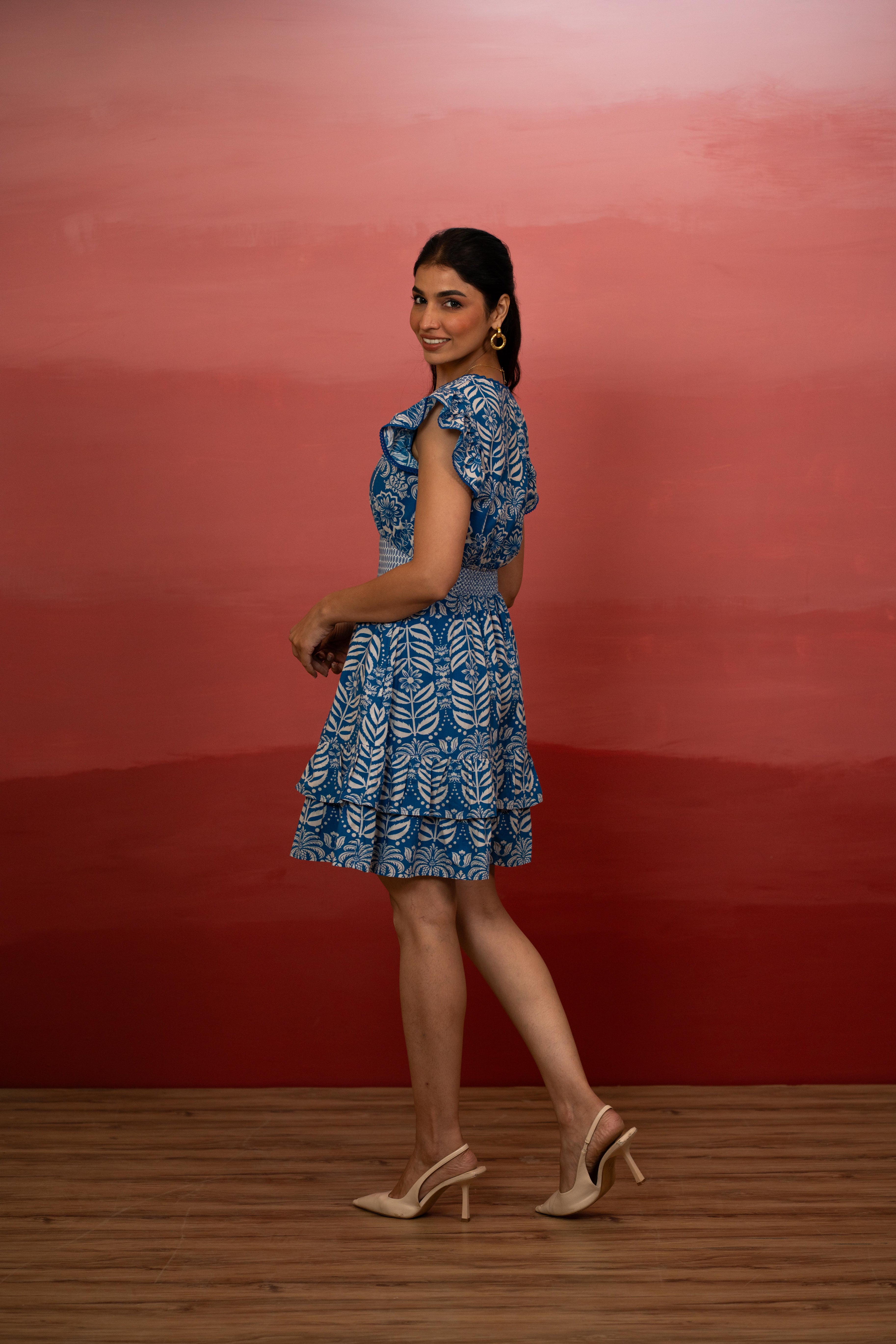 Indigo Tropic Mini Dress