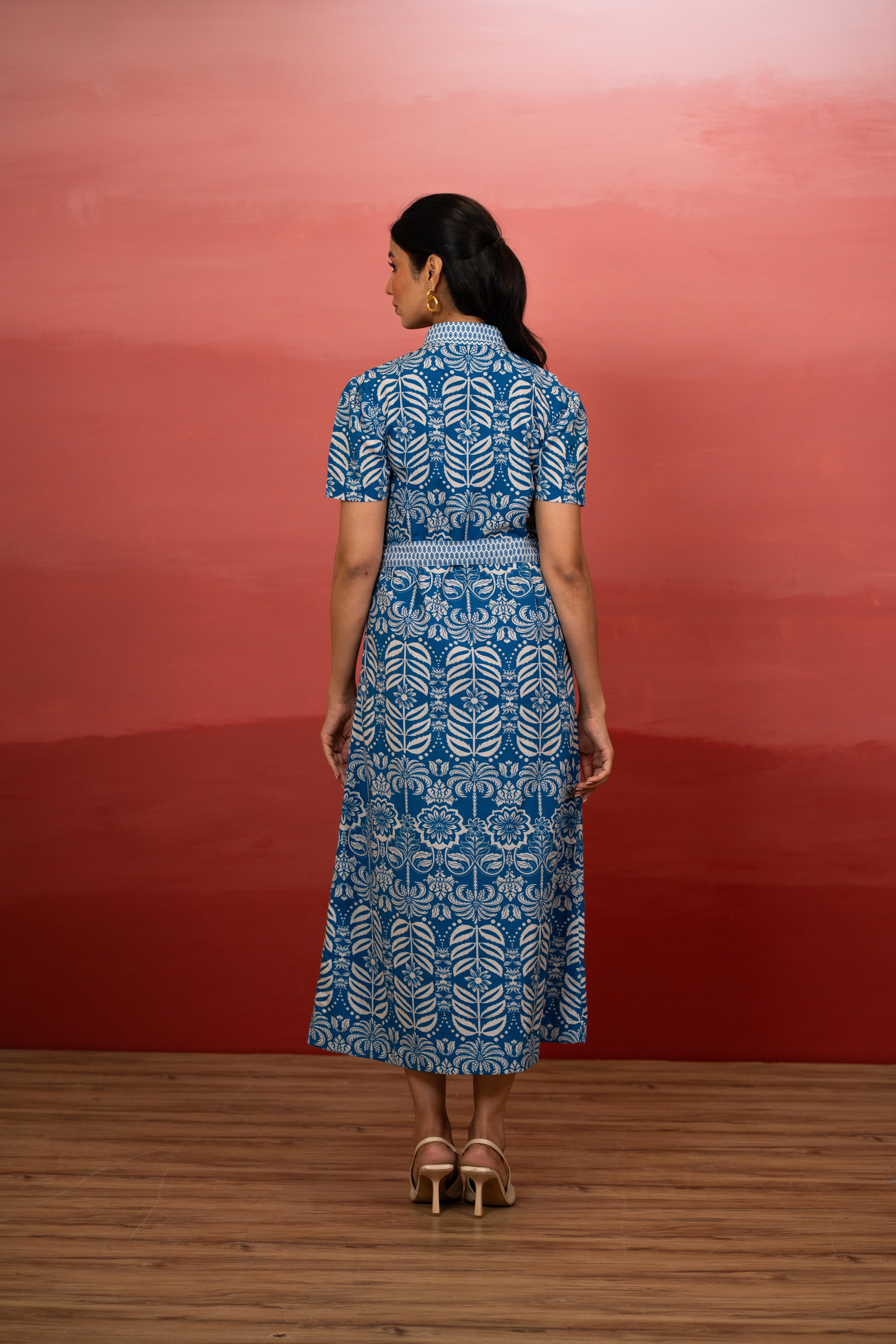 Indigo Tropic Shirt Dress