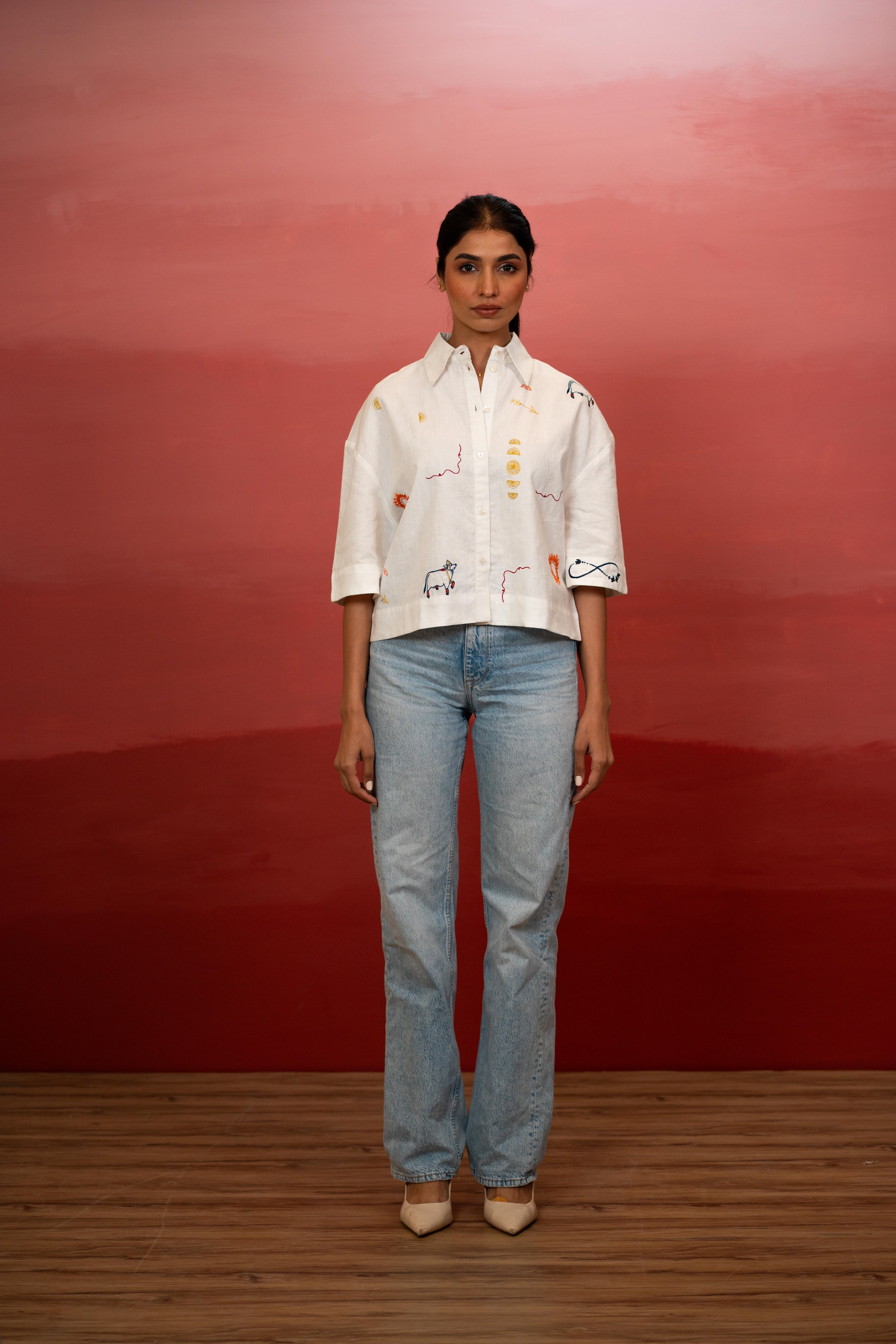 Saffron Soul Embroidered Shirt