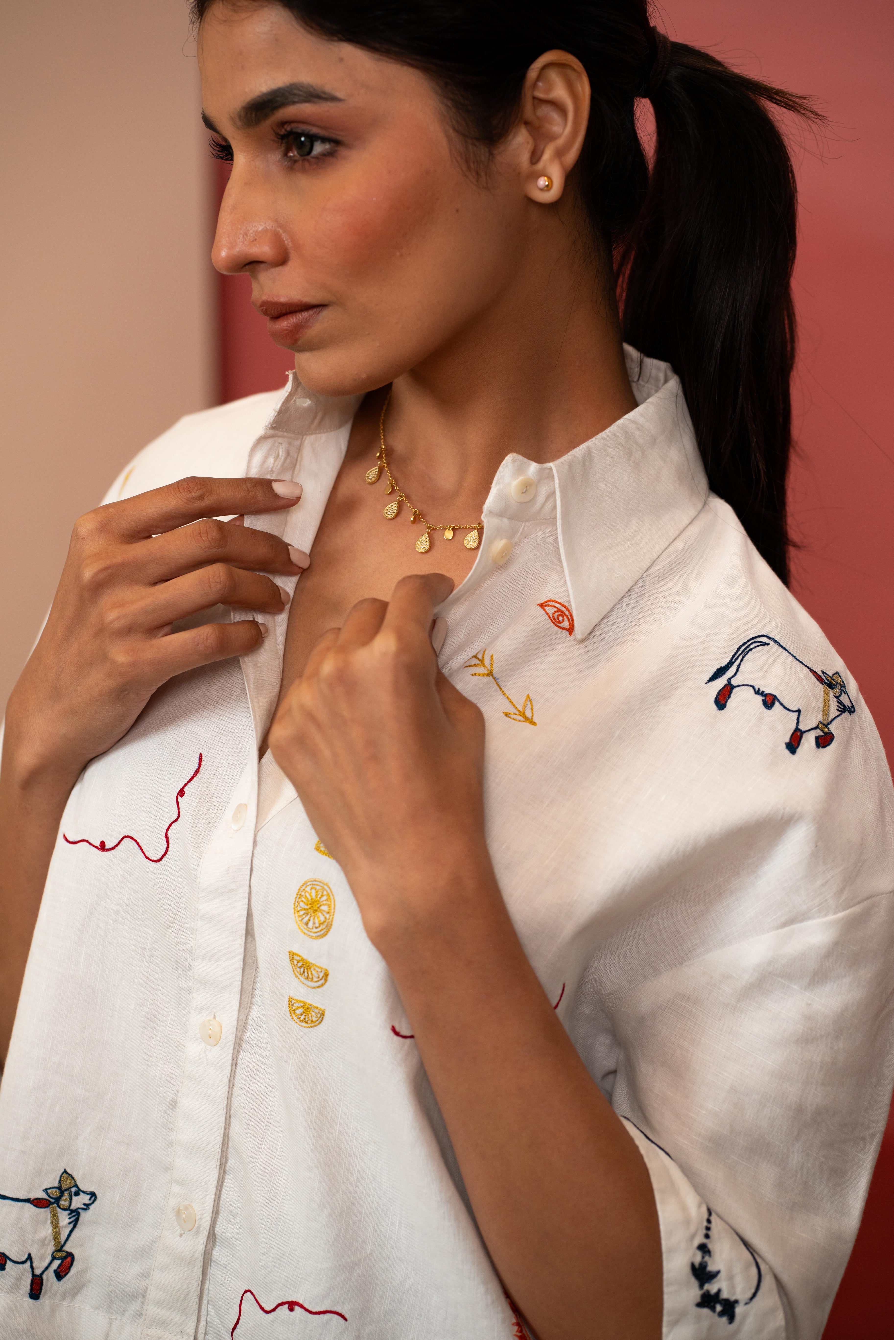 Saffron Soul Embroidered Shirt