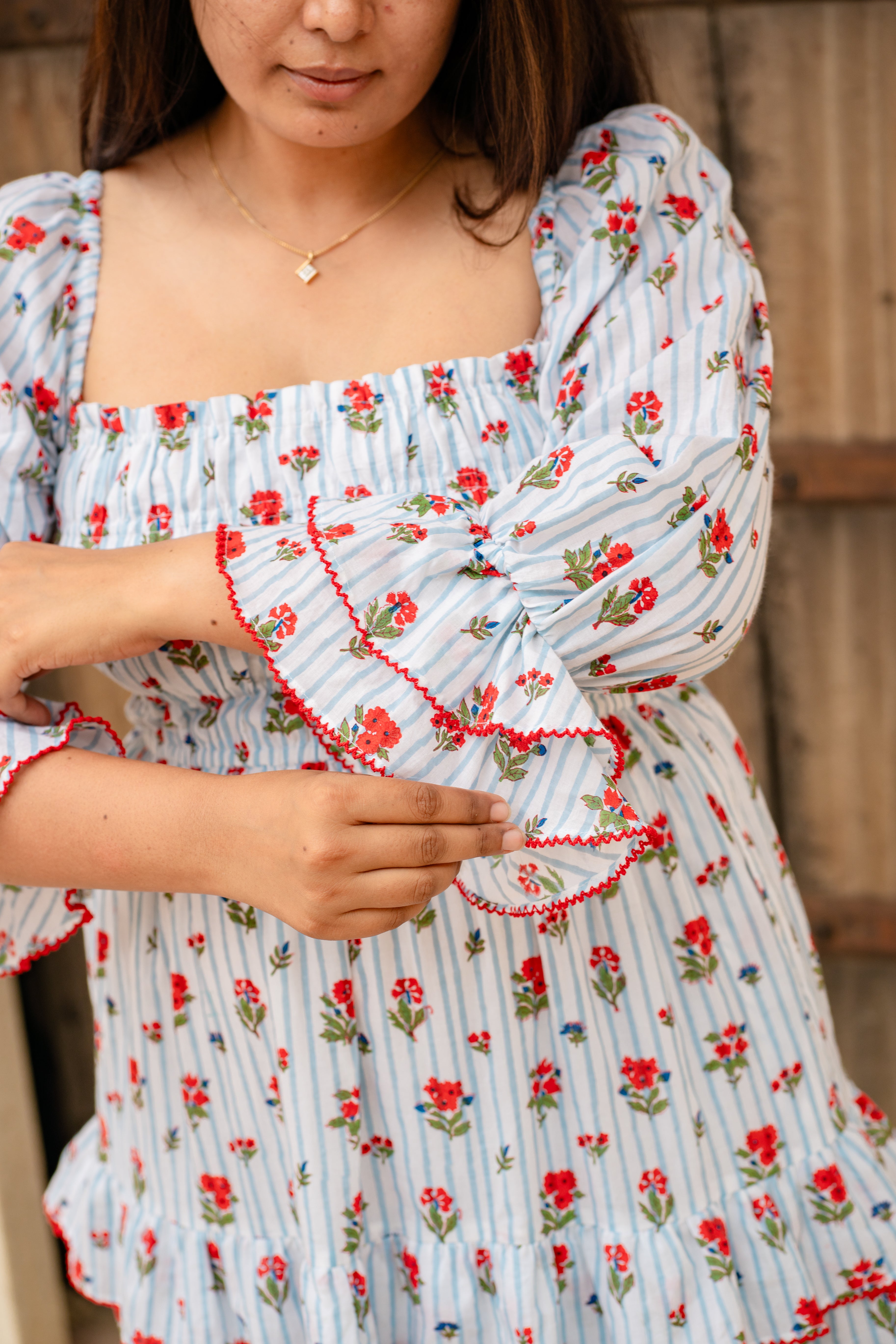 Geranium Stripe Florence Dress