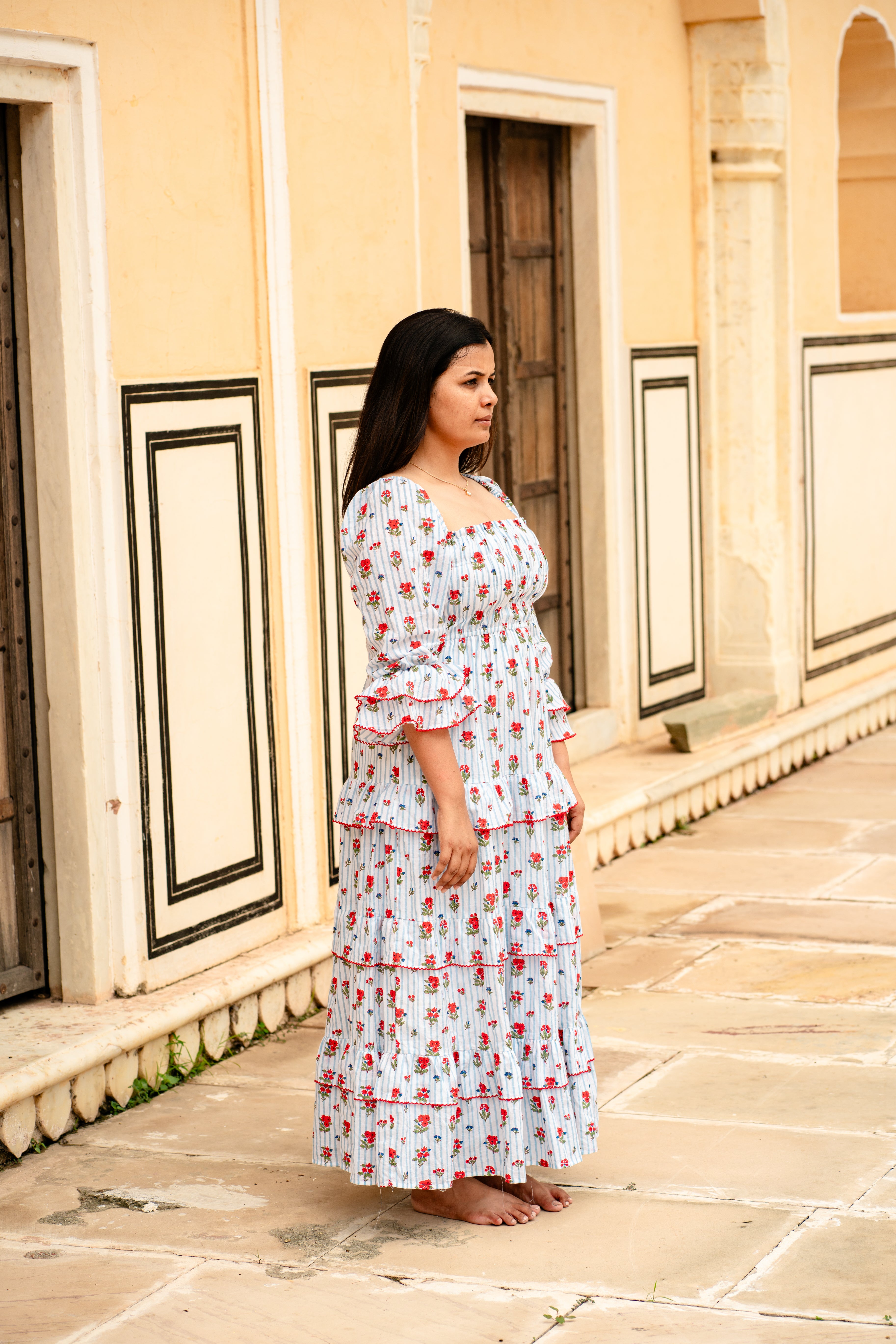 Geranium Stripe Florence Dress