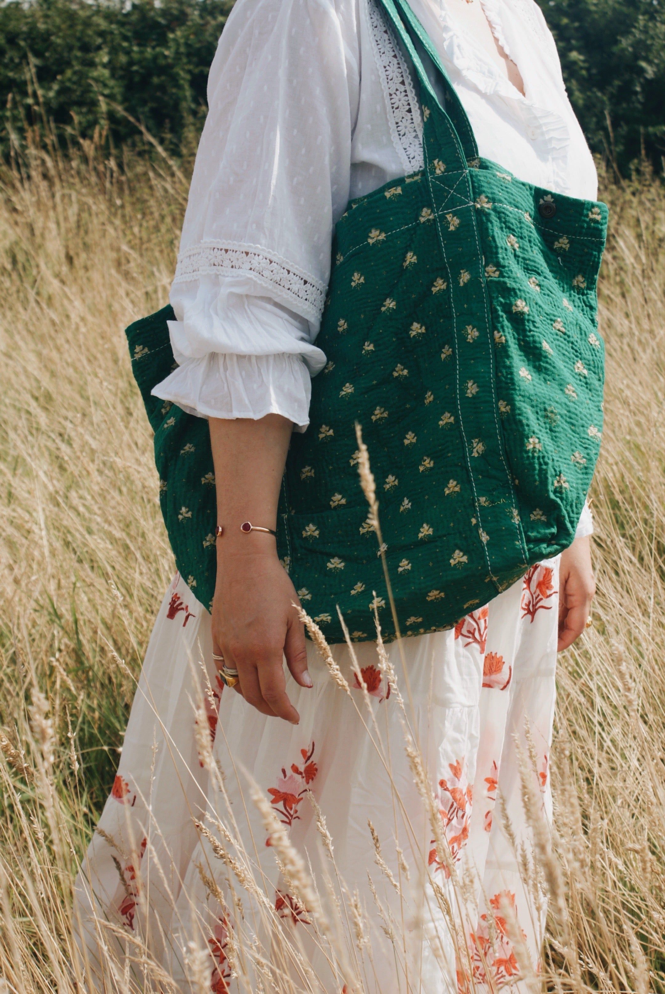 Green Kantha Handbag