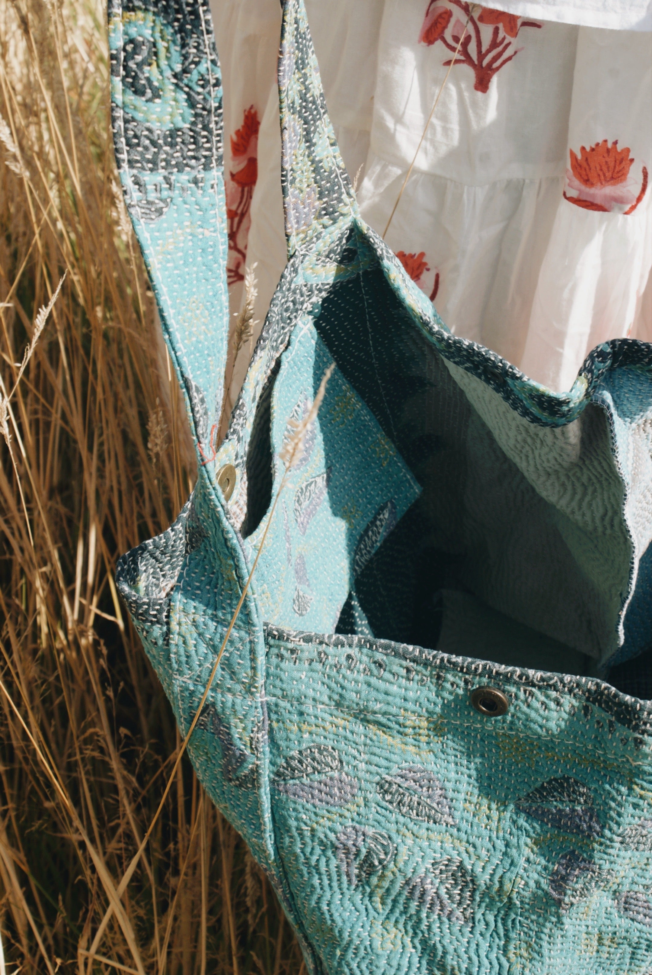 Blue Kantha Handbag