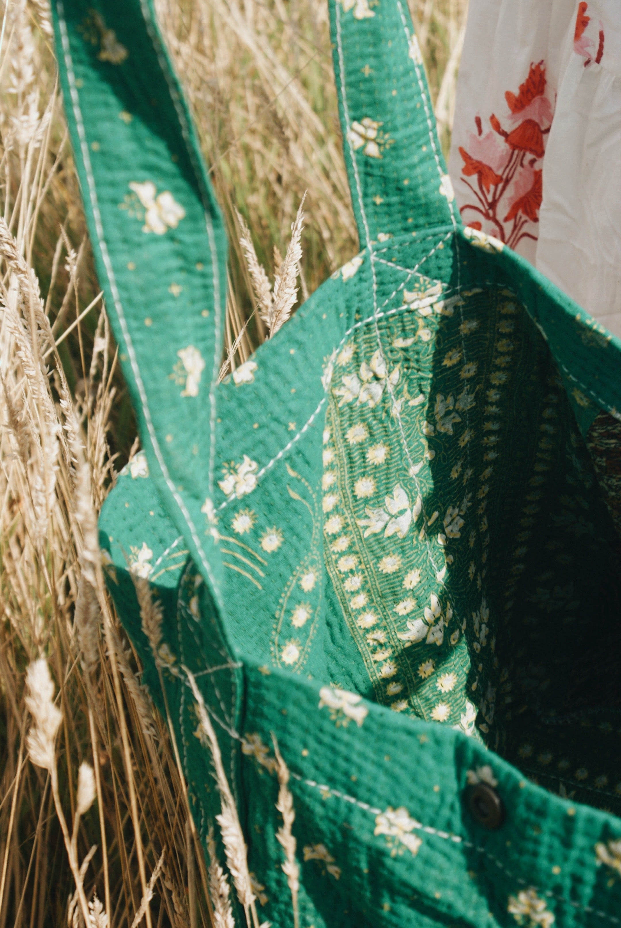 Green Kantha Handbag