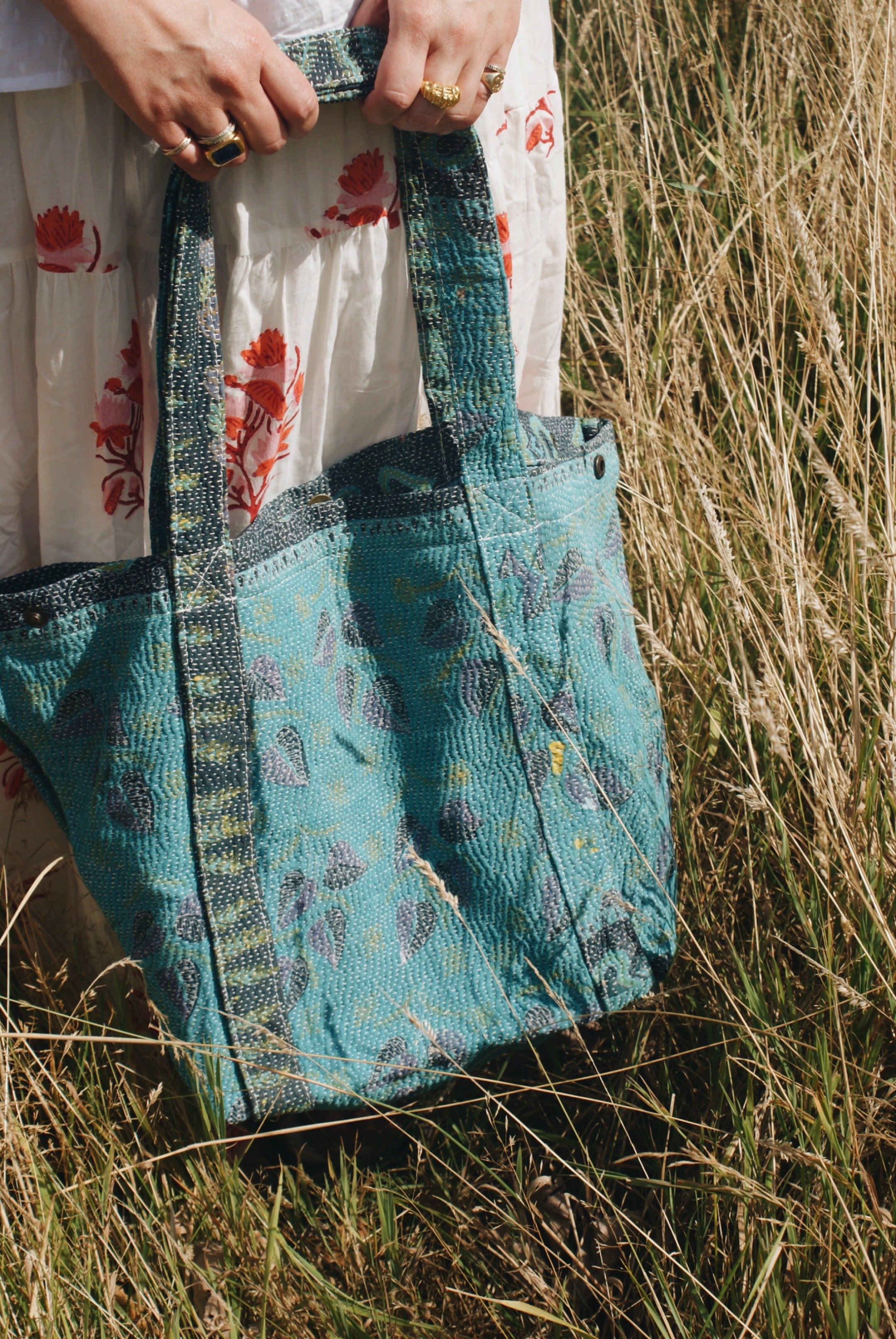 Blue Kantha Handbag