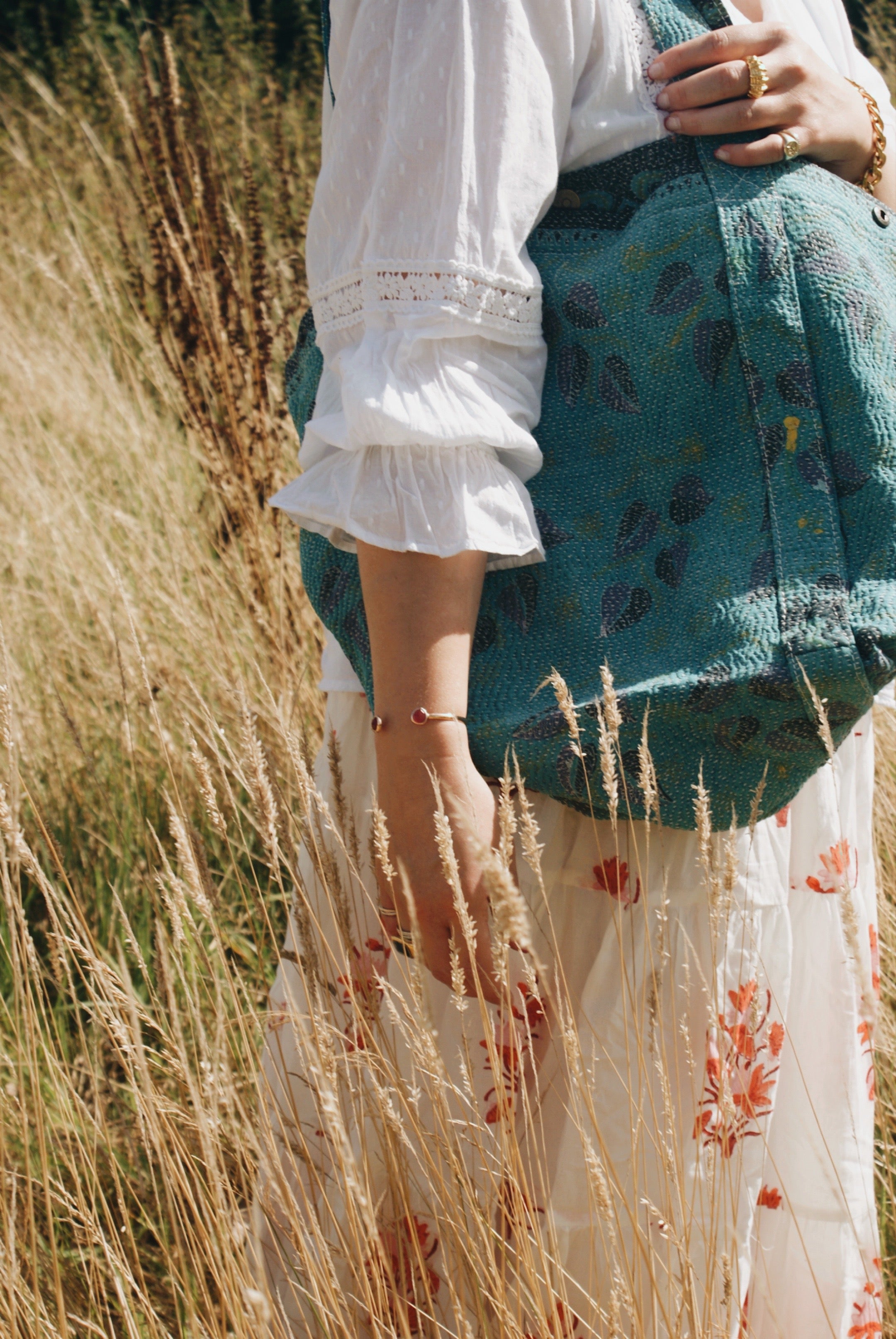 Blue Kantha Handbag