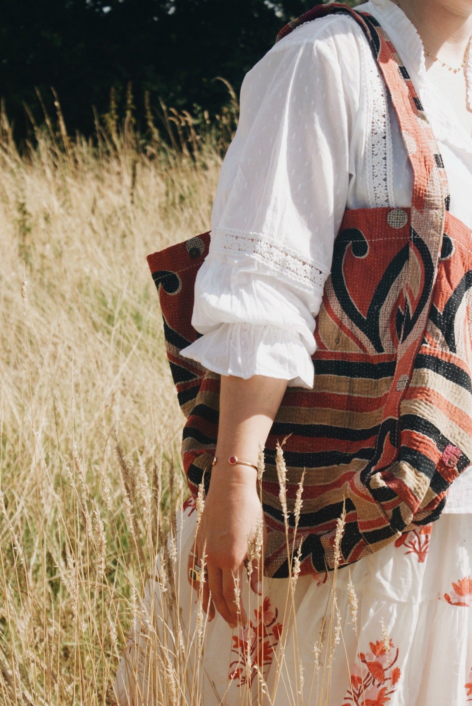 Rust Kantha Handbag