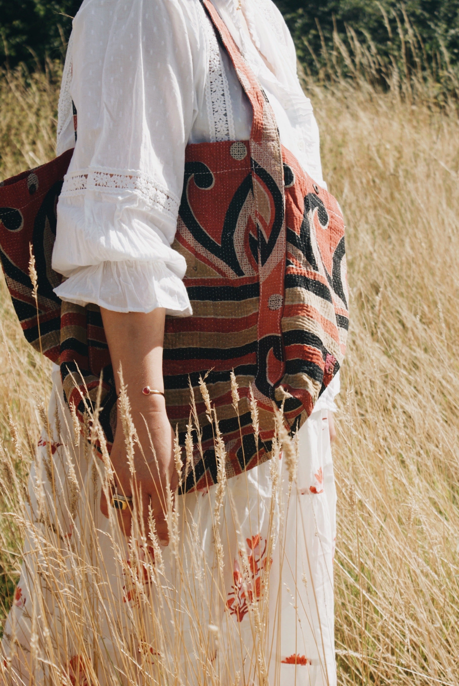 Rust Kantha Handbag