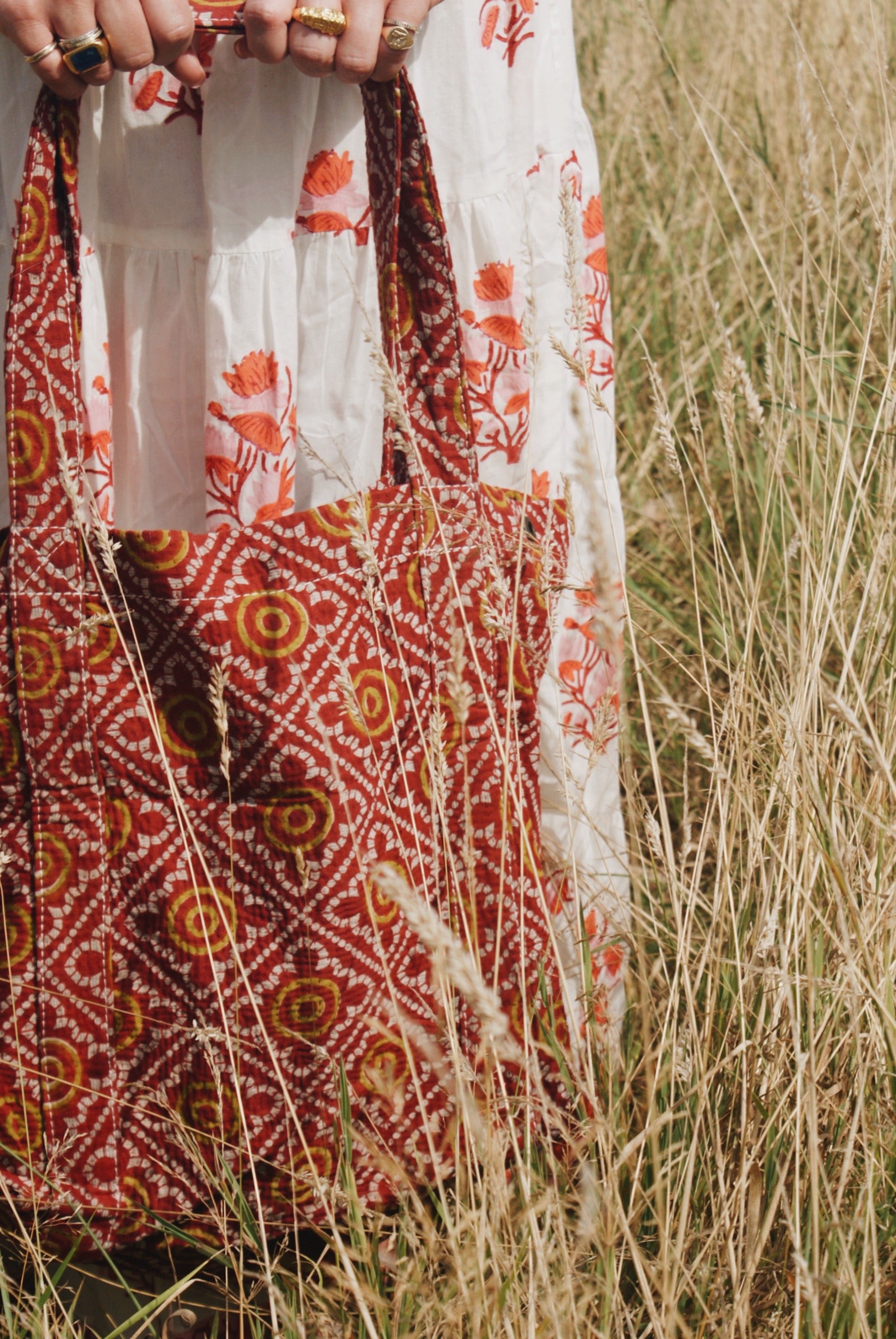 Red Kantha Handbag