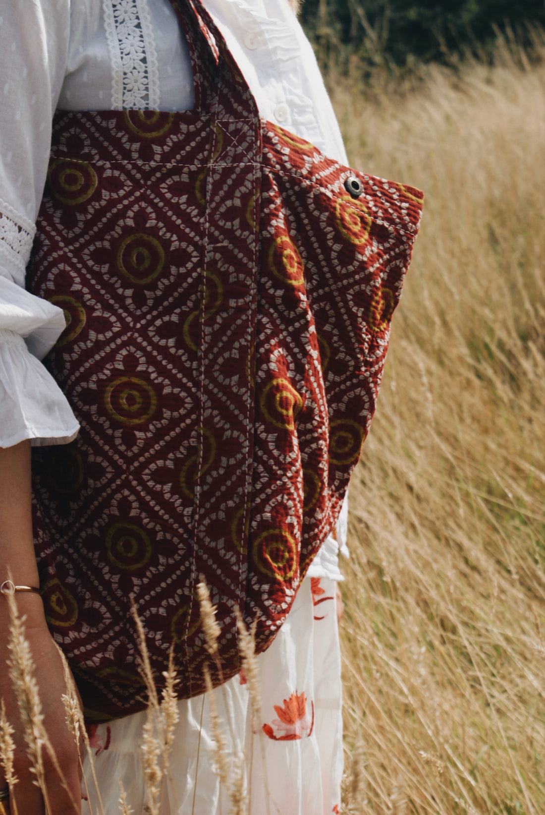 Red Kantha Handbag