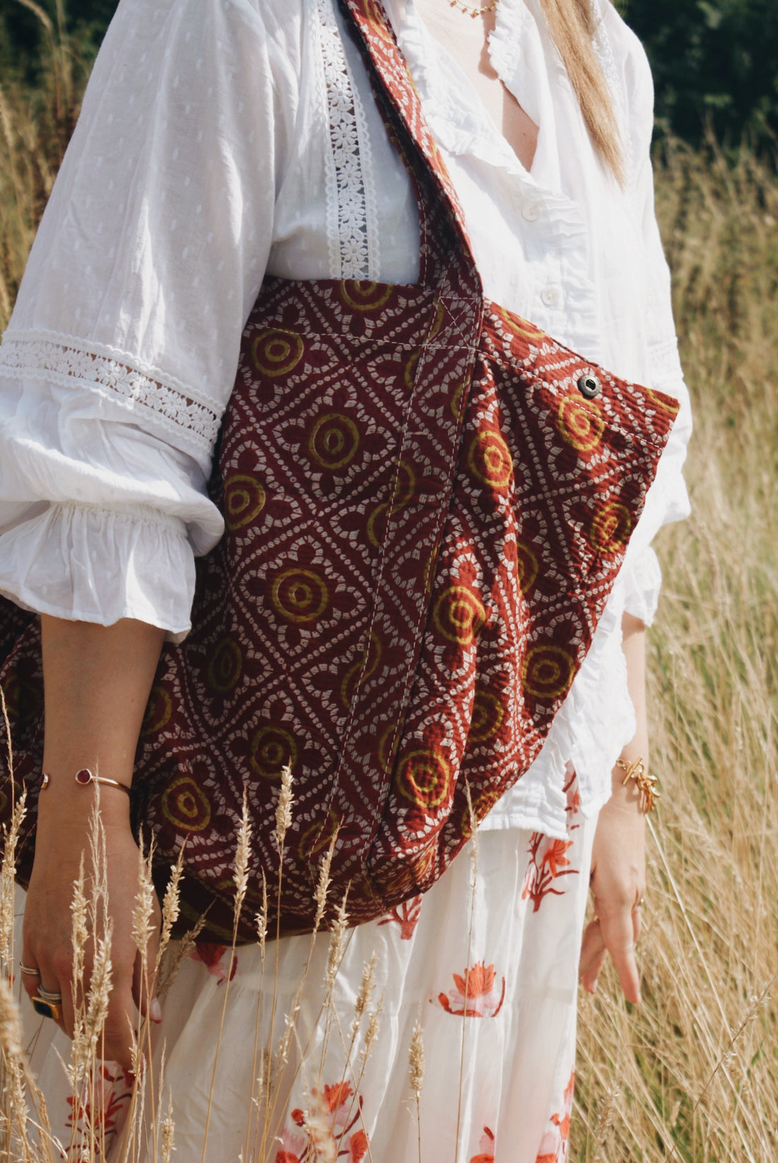 Red Kantha Handbag