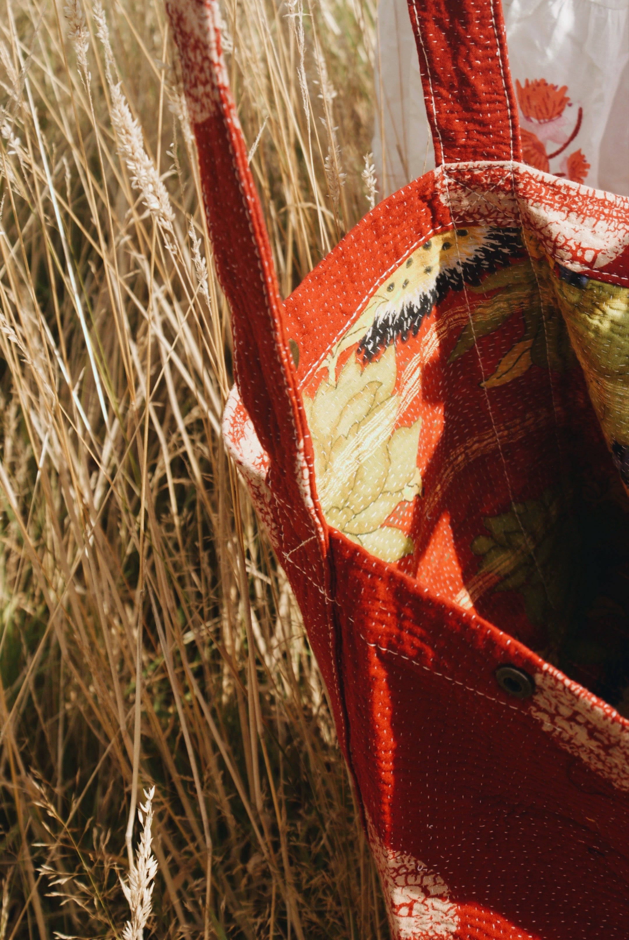 Red Dot Kantha Handbag