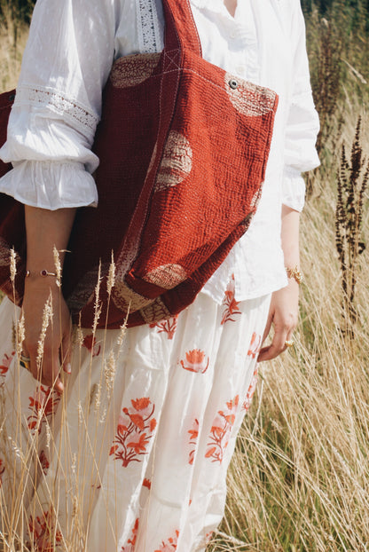 Red Dot Kantha Handbag