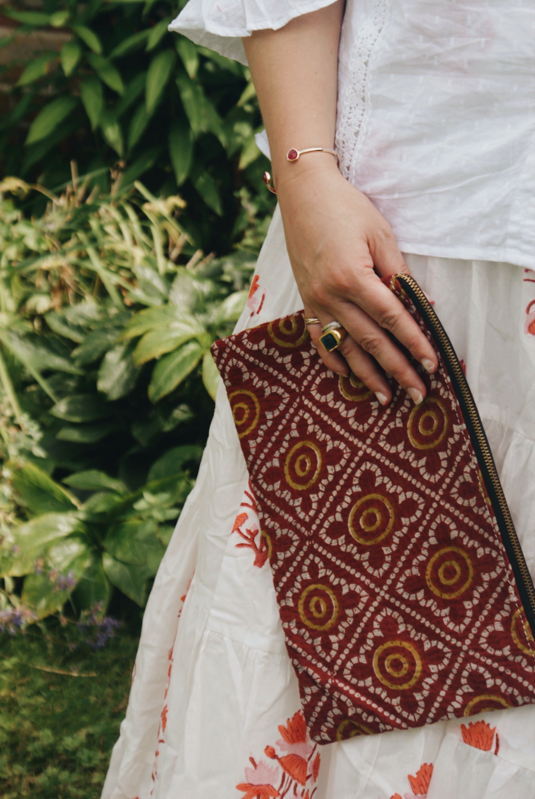 Red Kantha Pouch