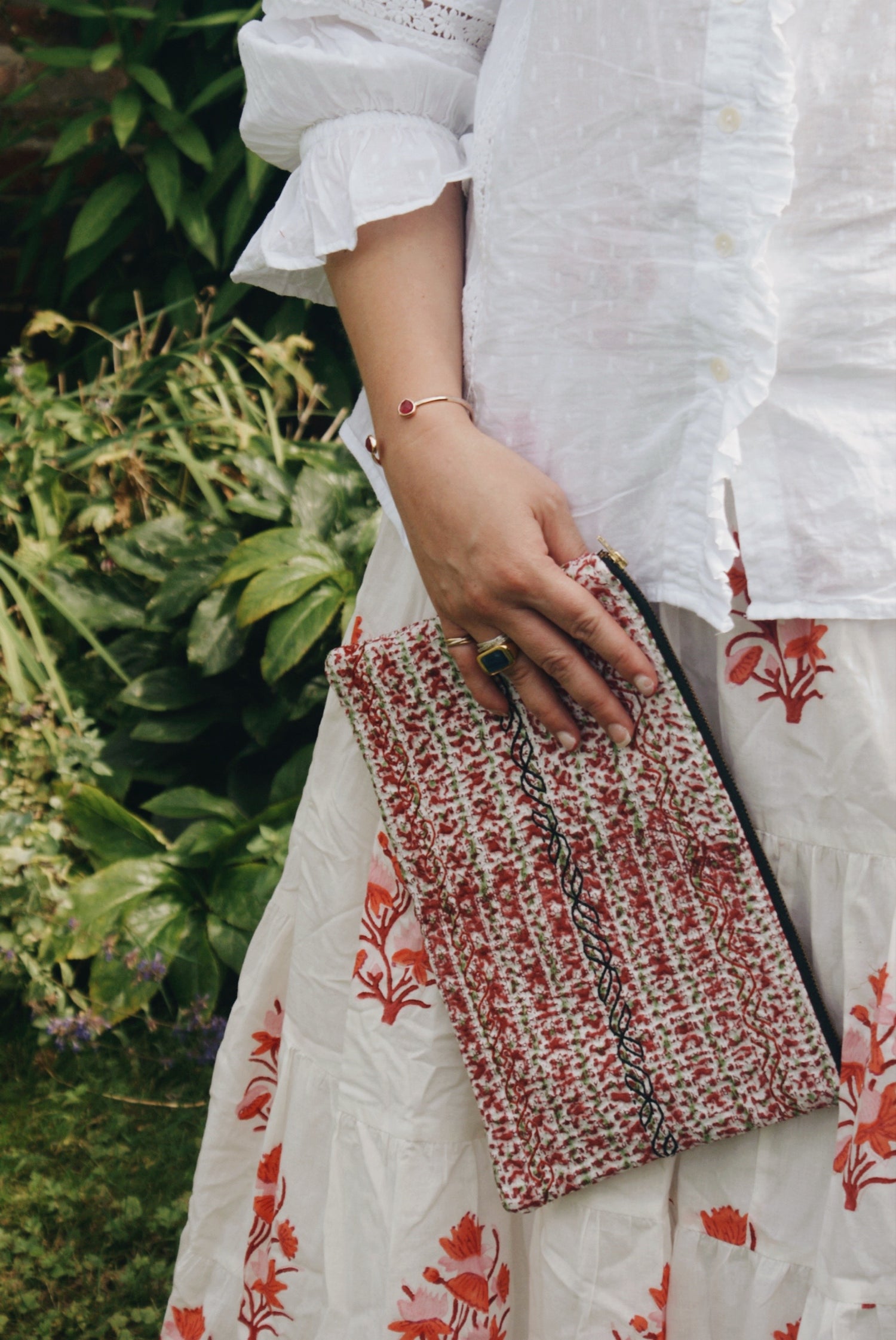 Terracotta Kantha Pouch