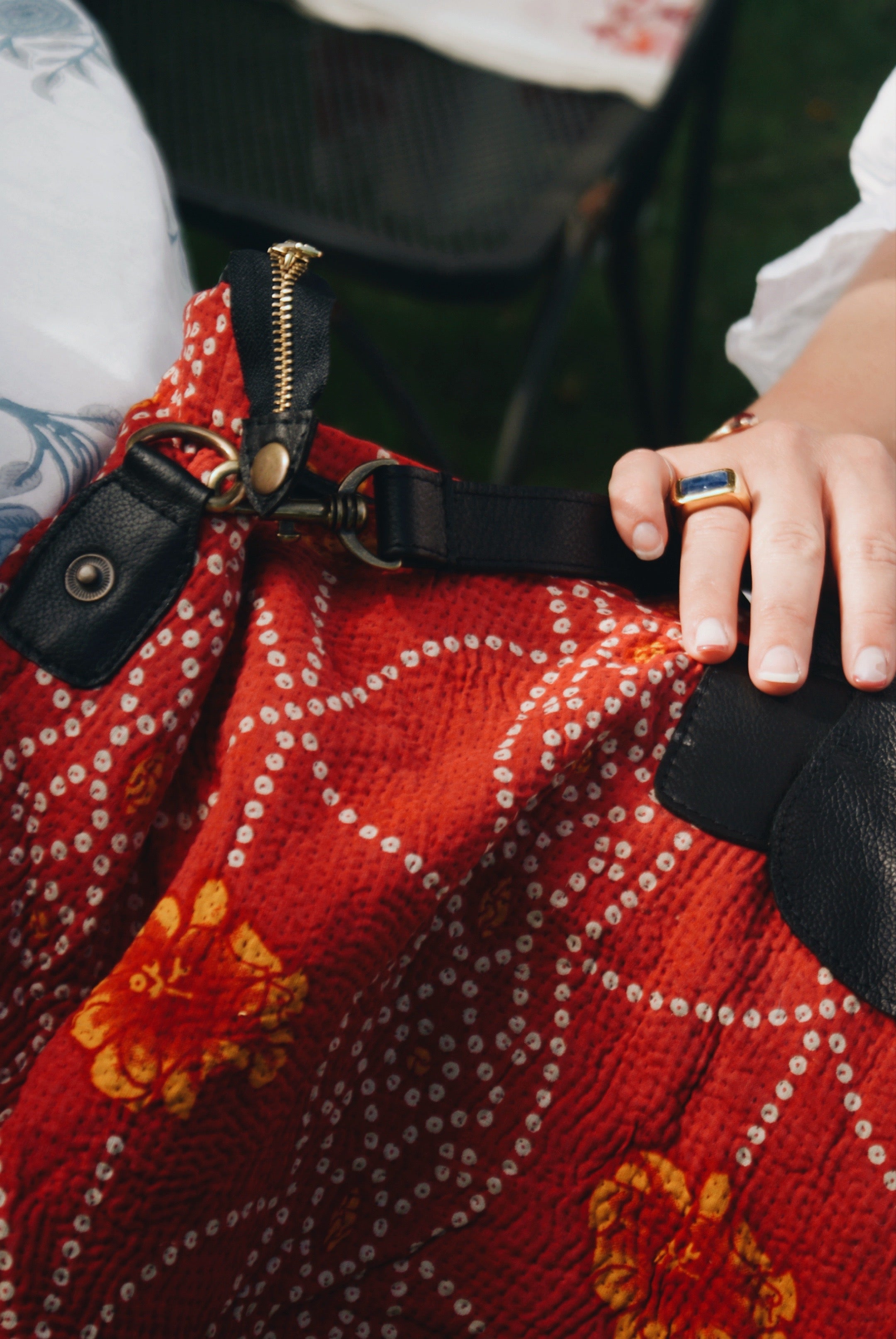 Red Kantha Weekend Bag