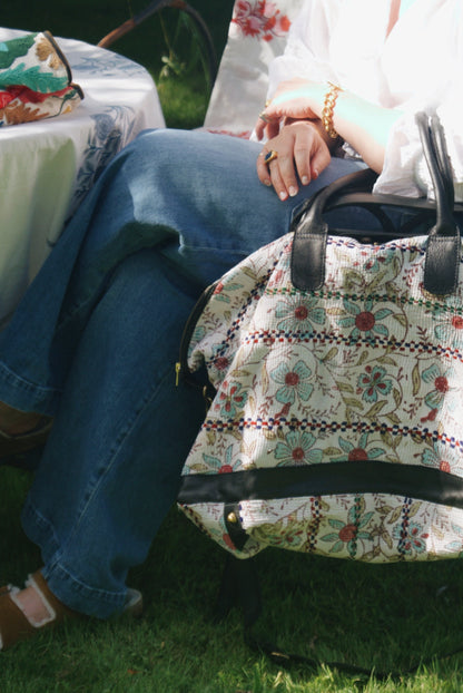 Blue Flower Kantha Weekend Bag