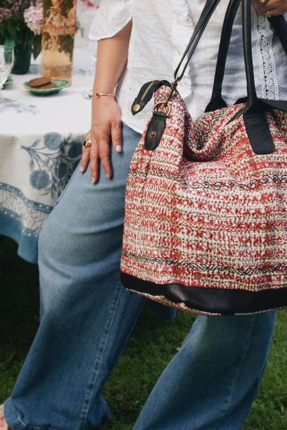 Terracotta Kantha Weekend Bag