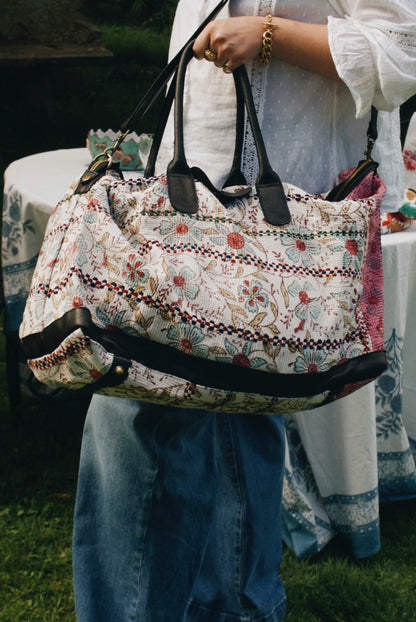 Blue Flower Kantha Weekend Bag