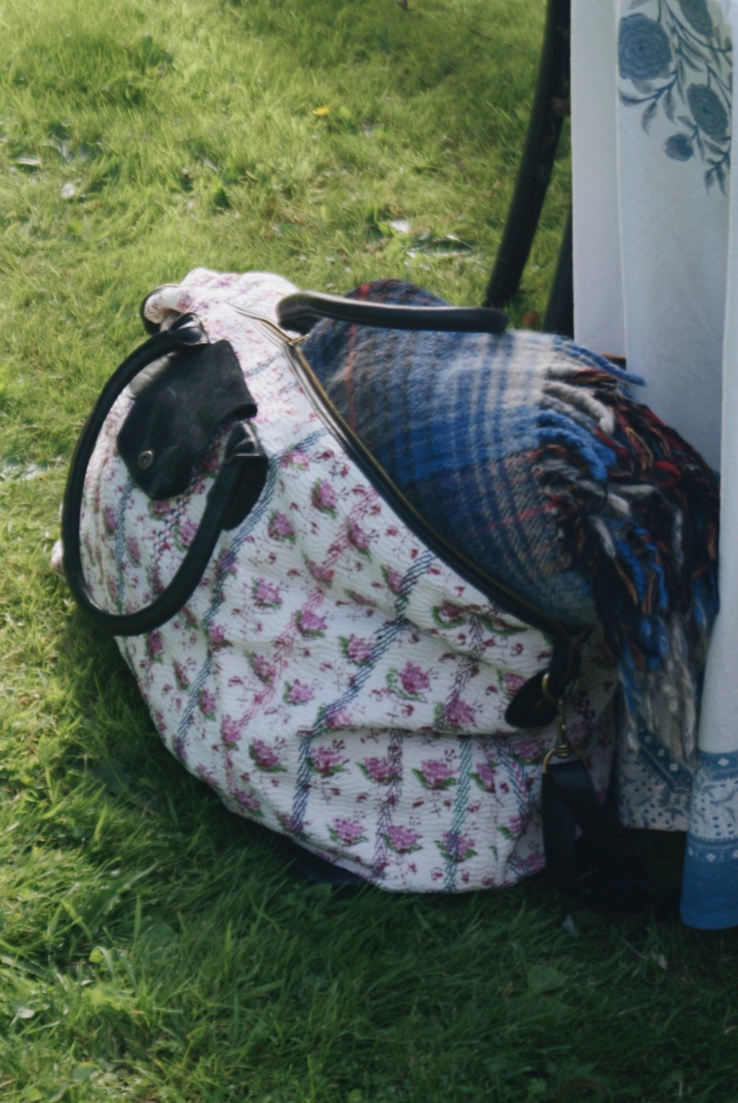 Pink Flower Kantha Weekend Bag