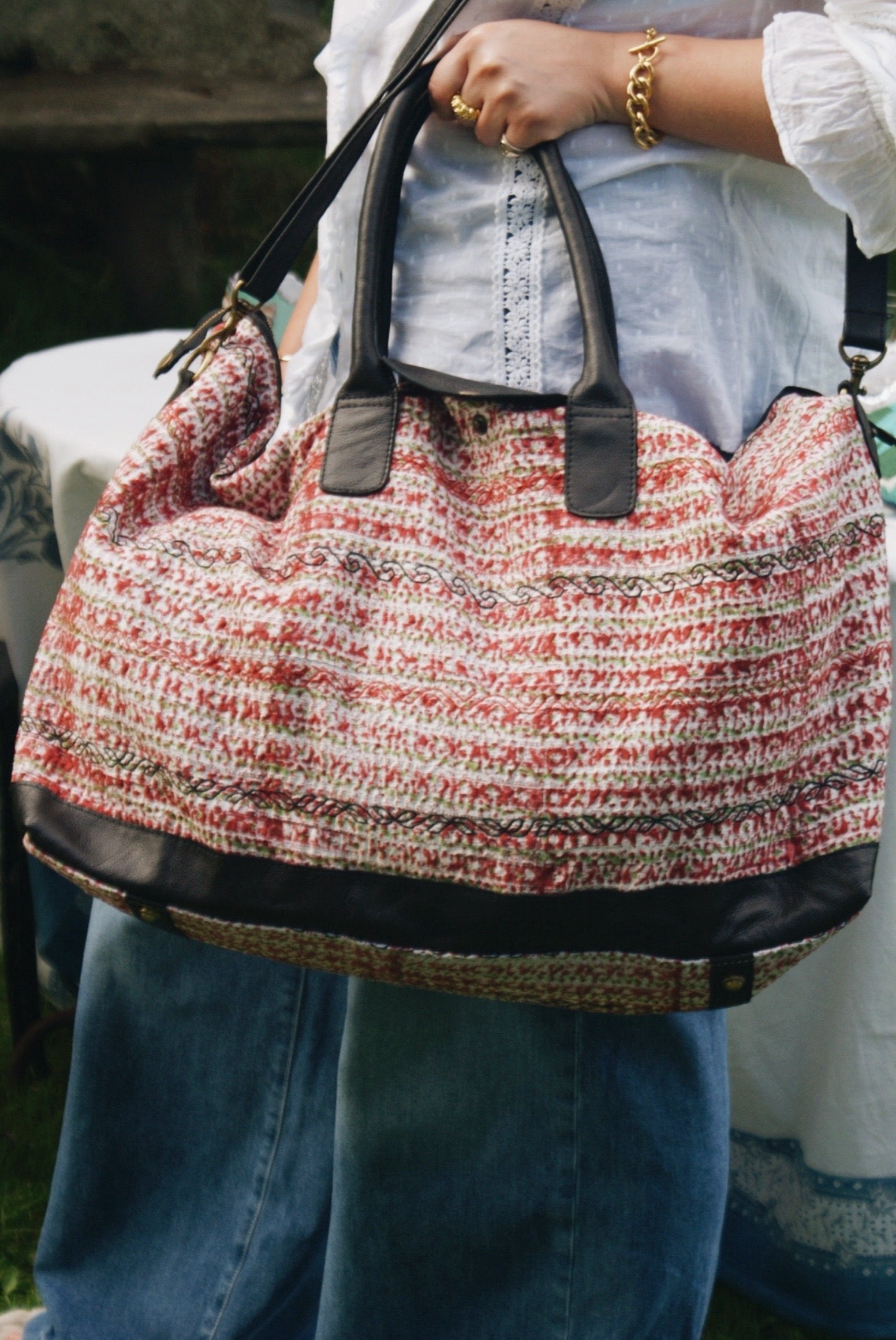 Terracotta Kantha Weekend Bag